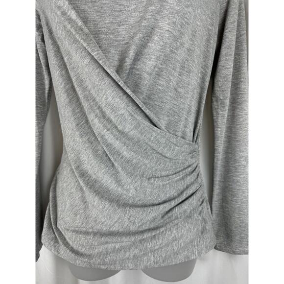 Ann Taylor Ruching Long Sleeves Blouse, Gray, Sz: S, 57-19 - Picture 2 of 15